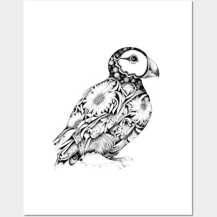 Puffin Wild Animal Nature Illustration Art Tattoo Posters and Art